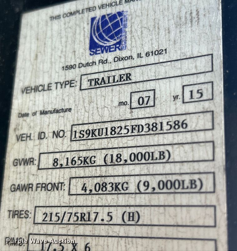 image for item MO9180 2015 Sewer Equipment  RamVac HX-3000 vacuum excavator