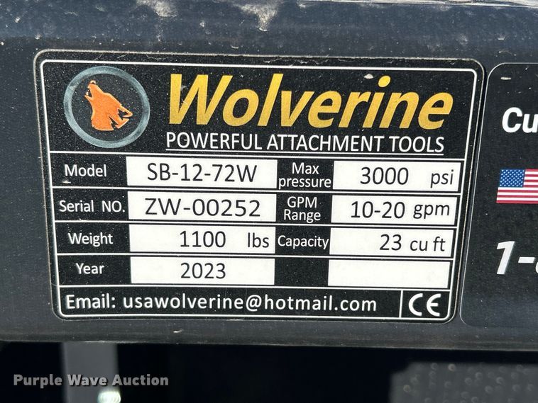 image for item MO9195 2023 Wolverine  SB-12-72W skid steer screening bucket 
