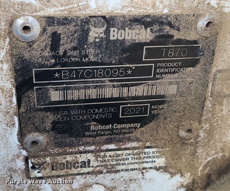 image for item MQ9670 2021 Bobcat T870 tracked skid steer loader