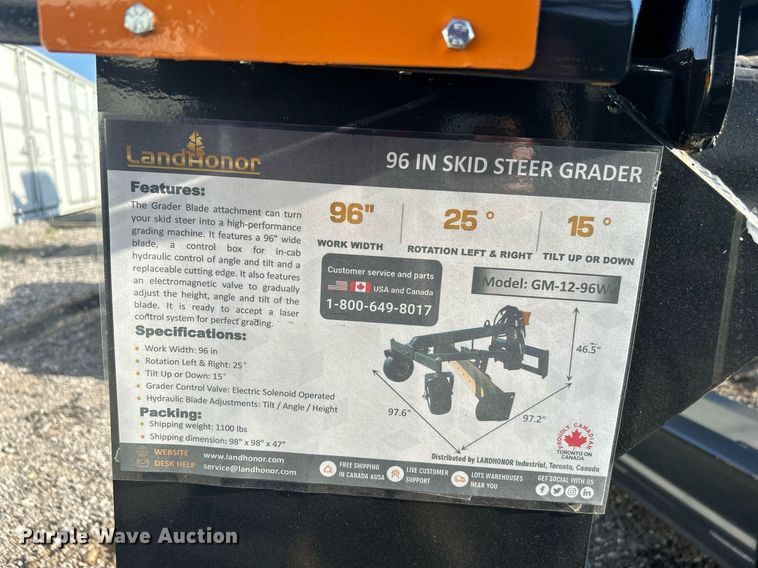 image for item NB9325 2023 LandHonor GM-12-96W skid steer grader