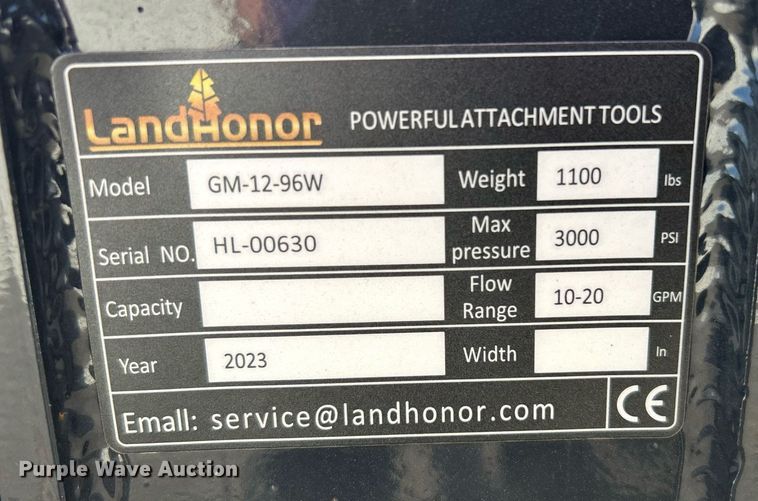 image for item NB9325 2023 LandHonor GM-12-96W skid steer grader