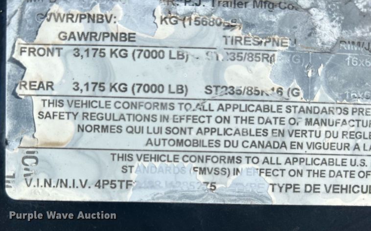 image for item NB9329 2018 PJ Trailers tilt deck equipment trailer