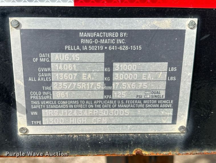 image for item NL9373 2015 Ring-O-Matic 1300 vacuum excavator