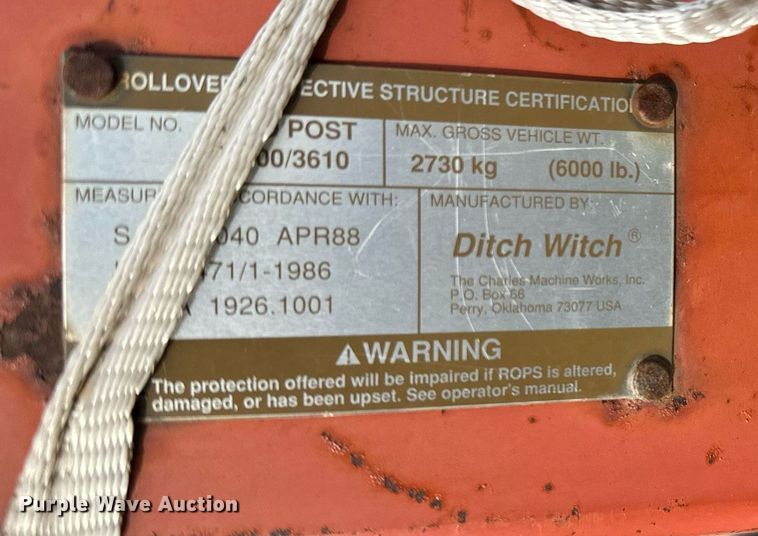 image for item NU9430 1993 Ditch Witch 3500DD trencher