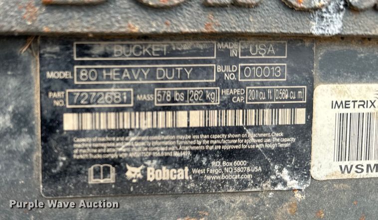 image for item NU9501 Bobcat  80 Heavy Duty skid steer bucket