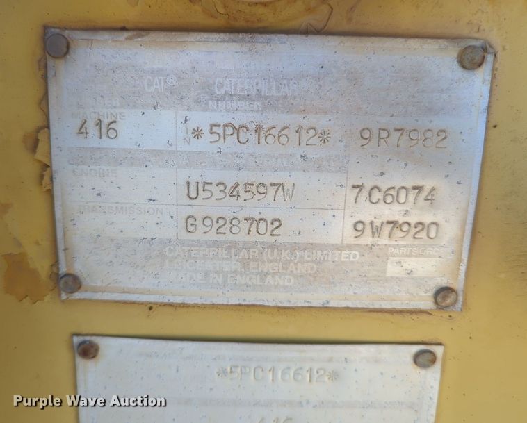 image for item NZ9354 1992 Caterpillar 416 backhoe