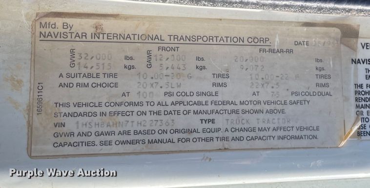 image for item OG9815 1996 International 8100 dump truck