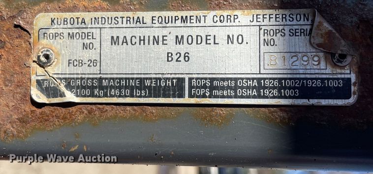 image for item OG9817 2013 Kubota  B26 backhoe