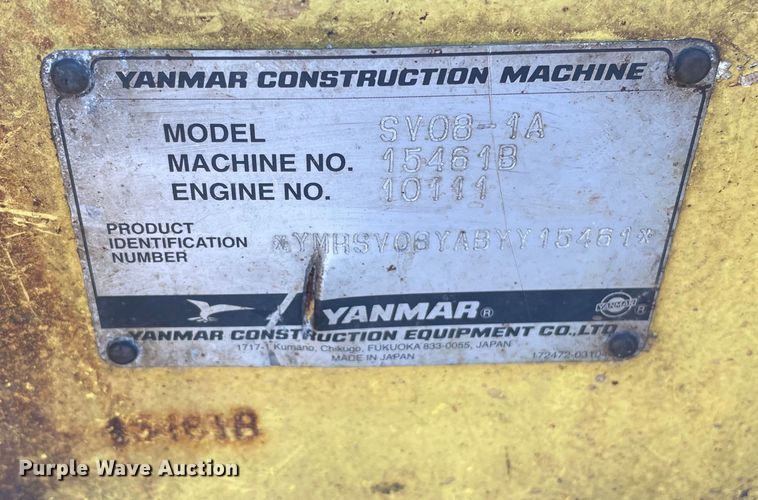 image for item OG9818 2011 Yanmar  SV08 mini excavator