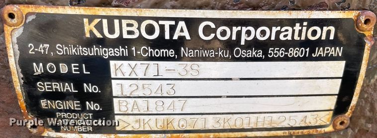 image for item OG9820 2011 Kubota  KX71-3S mini excavator