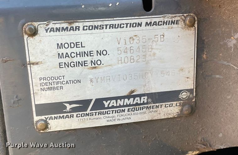 image for item OG9821 2012 Yanmar  Vi035 mini excavator