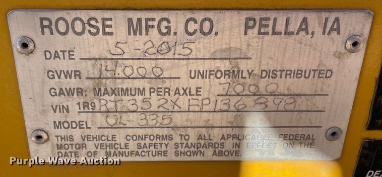 image for item OG9824 2015 Roose Mfg. Co. UL-335 reel trailer