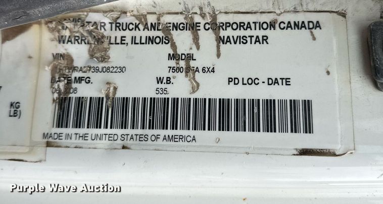 image for item OM9846 2009 International  7500 dump truck