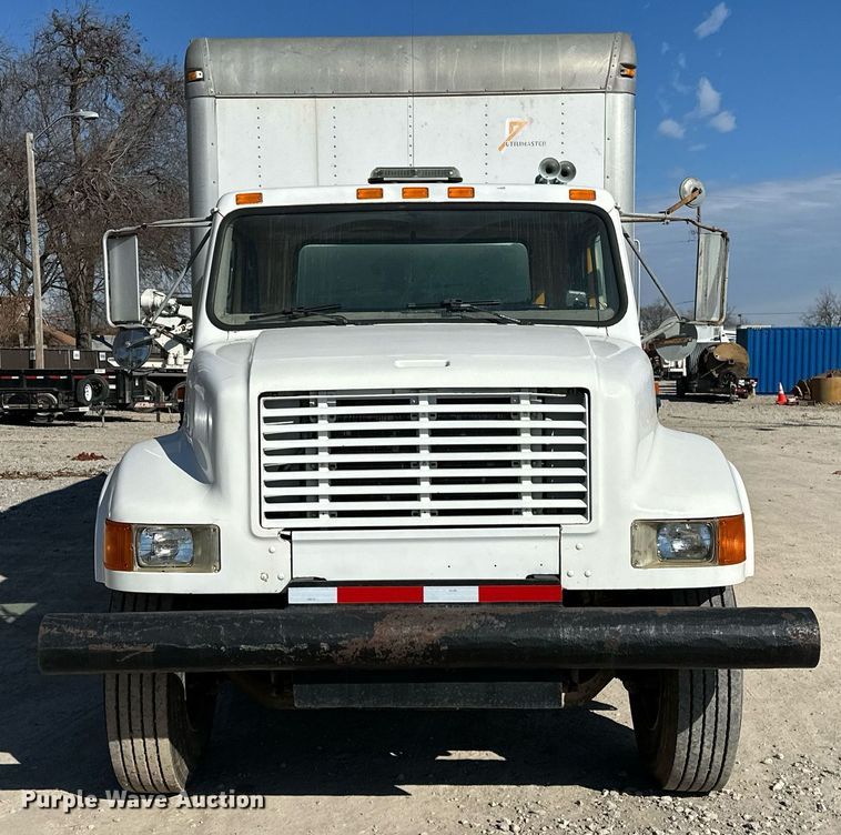 image for item OM9849 1999 International  4900 box truck with crash attenuator