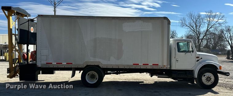 image for item OM9849 1999 International  4900 box truck with crash attenuator