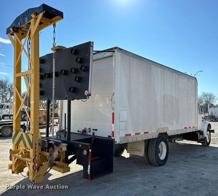 image for item OM9849 1999 International  4900 box truck with crash attenuator