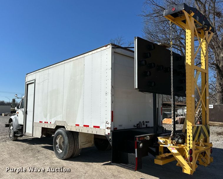 image for item OM9849 1999 International  4900 box truck with crash attenuator