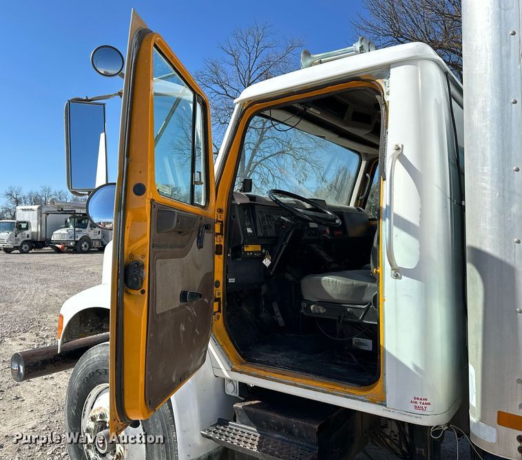 image for item OM9849 1999 International  4900 box truck with crash attenuator