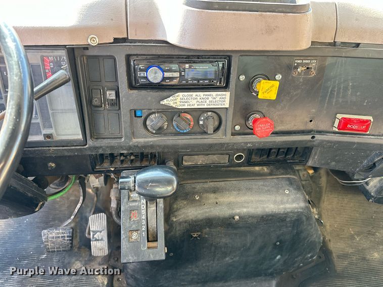 image for item OM9849 1999 International  4900 box truck with crash attenuator