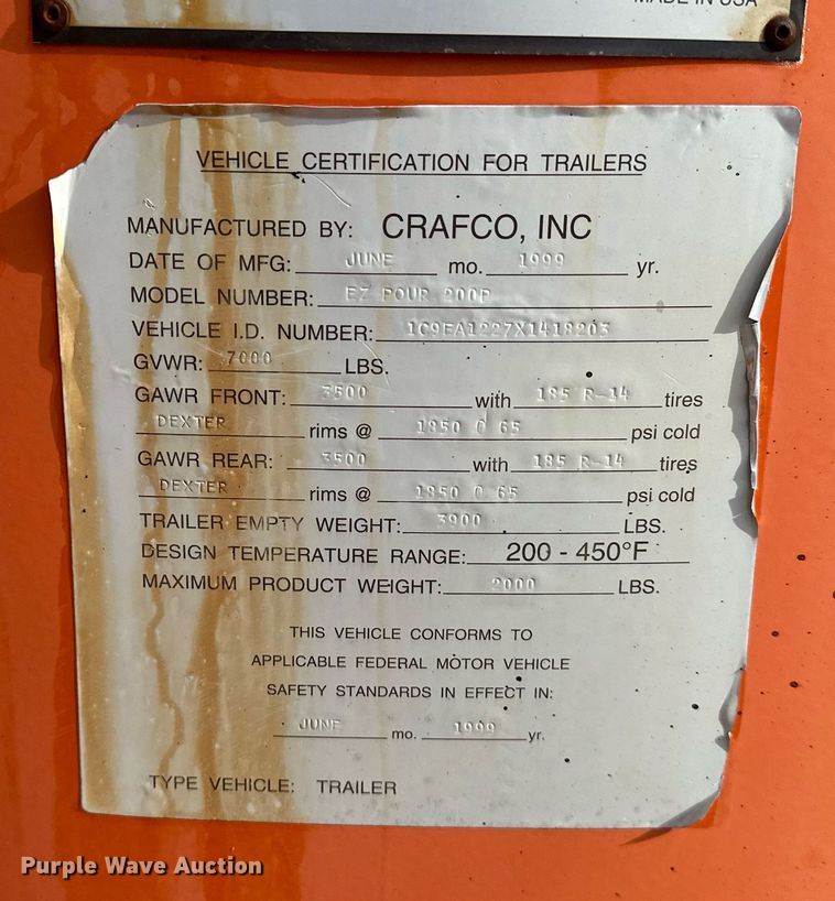 image for item OM9871 1999 Crafco  E-Z Pour 200P pothole patcher