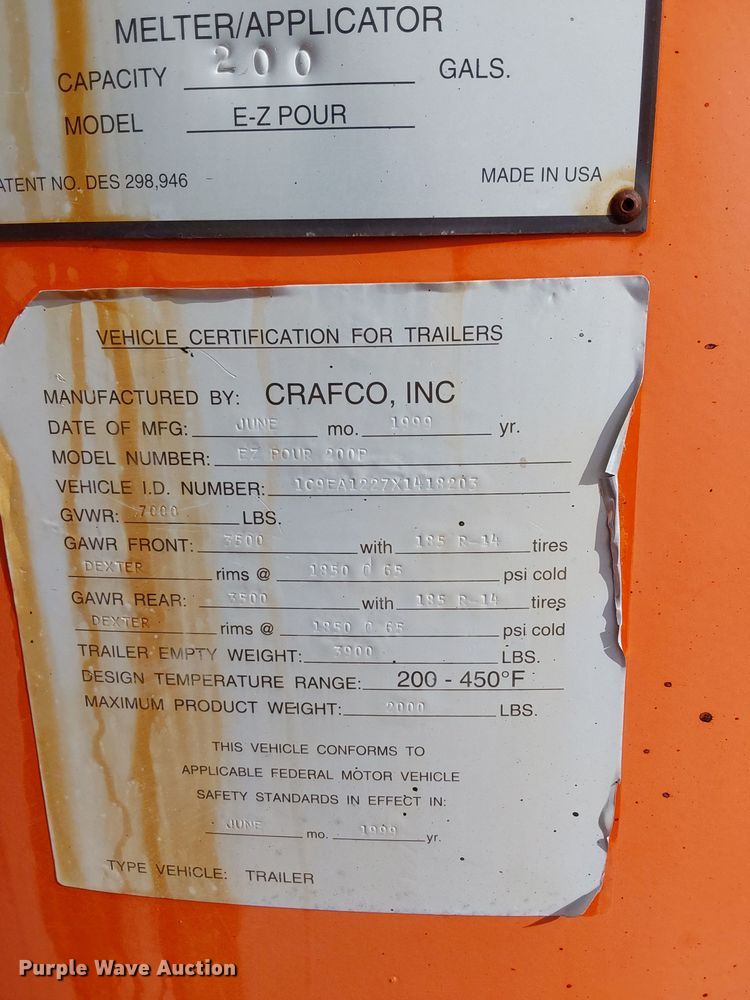 image for item OM9871 1999 Crafco  E-Z Pour 200P pothole patcher