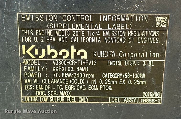 image for item OM9944 2019 Kubota SVL95-2S tracked skid steer loader