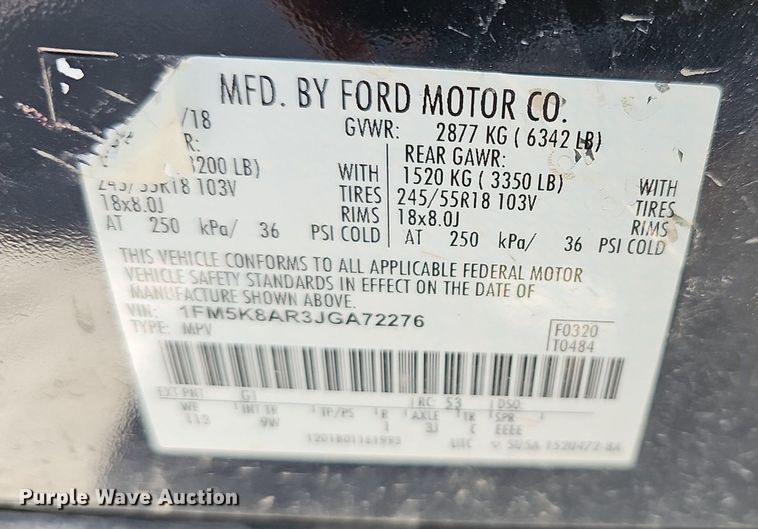 image for item DM1512 2018 Ford Explorer Police Interceptor SUV