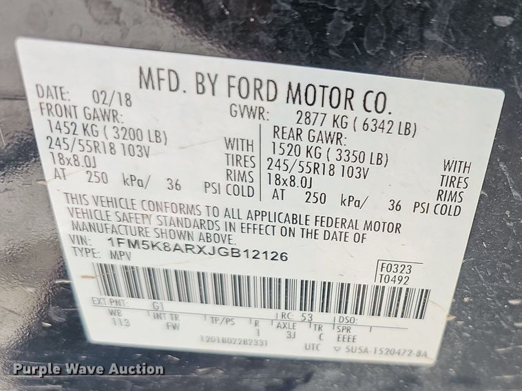 image for item DM1515 2018 Ford Explorer Police Interceptor  SUV