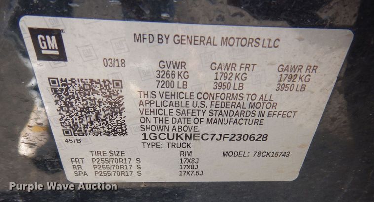 image for item DM1519 2018 Chevy  Silverado 1500 Crew Cab pickup truck