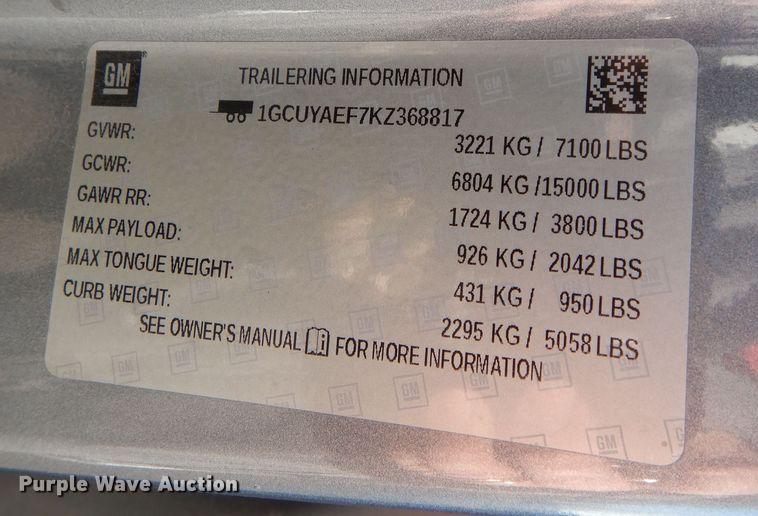 image for item DM1520 2019 Chevrolet Silverado 1500 Crew Cab pickup truck