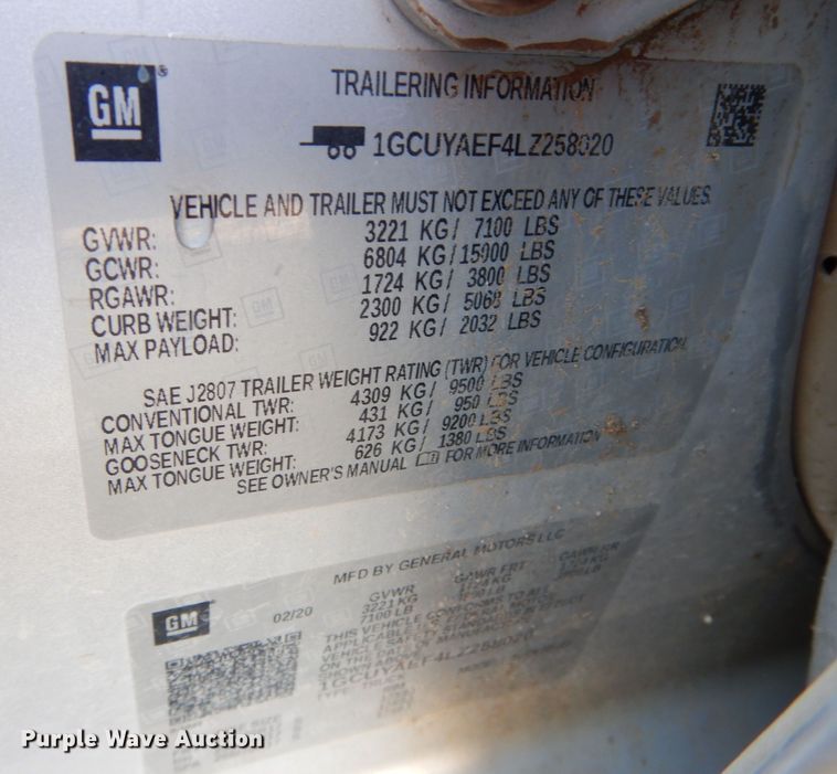 image for item DM1521 2020 Chevrolet  Silverado 1500 Crew Cab pickup truck