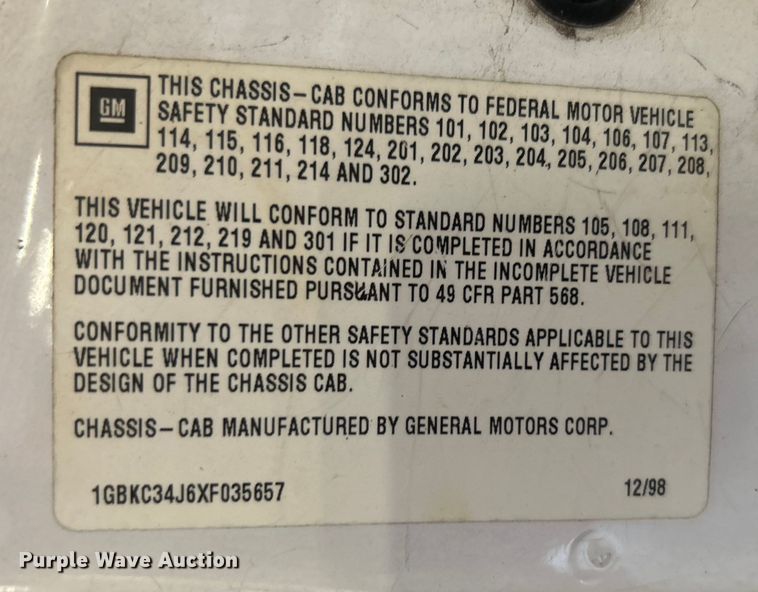 image for item DN0712 1999 Chevrolet C3500HD flatbed pickup truck