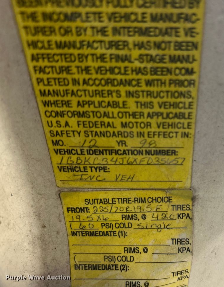 image for item DN0712 1999 Chevrolet C3500HD flatbed pickup truck