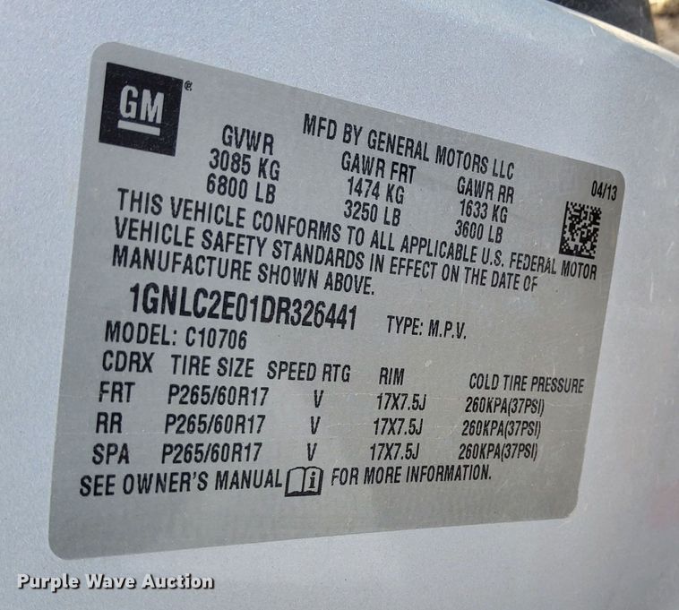 image for item DQ6000 2013 Chevrolet Tahoe Police  SUV