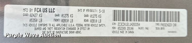 image for item DQ6388 2018 Dodge  Charger GT 