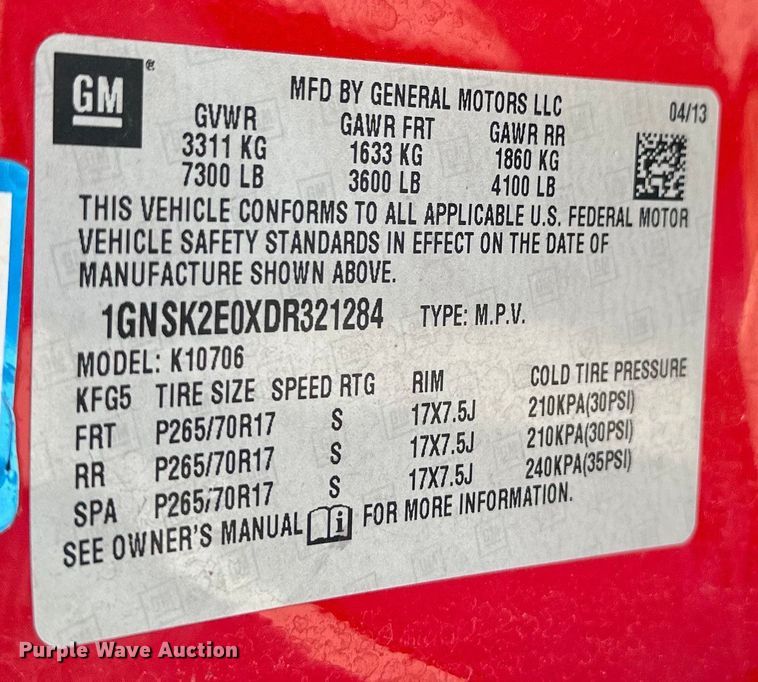 image for item DQ6389 2013 Chevrolet Tahoe SUV