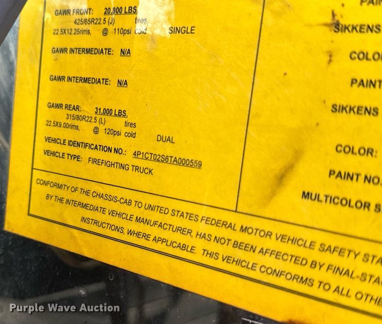 image for item EH6552 1996 Pierce Quint fire truck