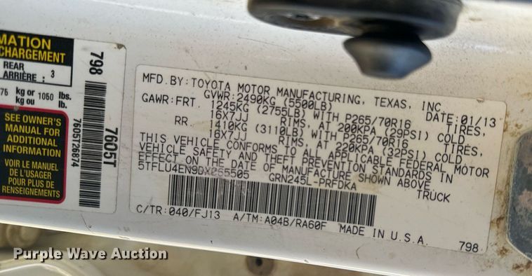 image for item EH6556 2013 Toyota Tacoma Double Cab pickup truck