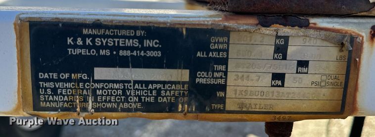 image for item EH6560 2010 K&K System radar trailer