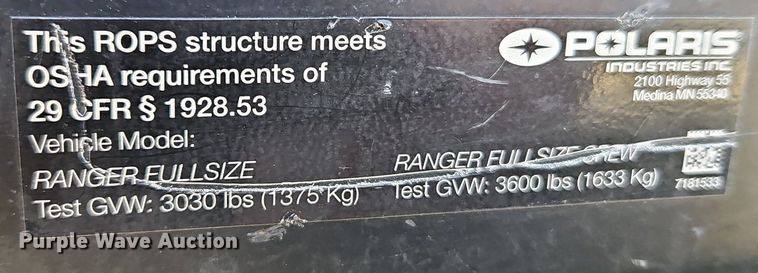 image for item EI3579 2016 Polaris Ranger XP 900 utility vehicle