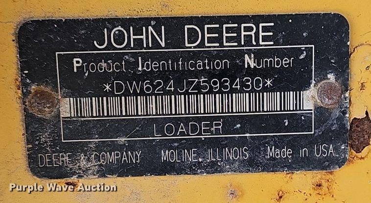 image for item EJ6008 2004 John Deere 624J wheel loader