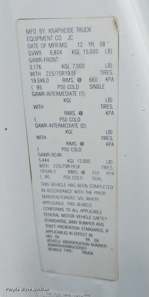 image for item EJ6087 2008 Dodge Ram 4500 flatbed truck