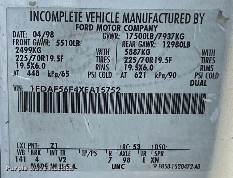 image for item EK4147 1999 Ford F550 bucket truck