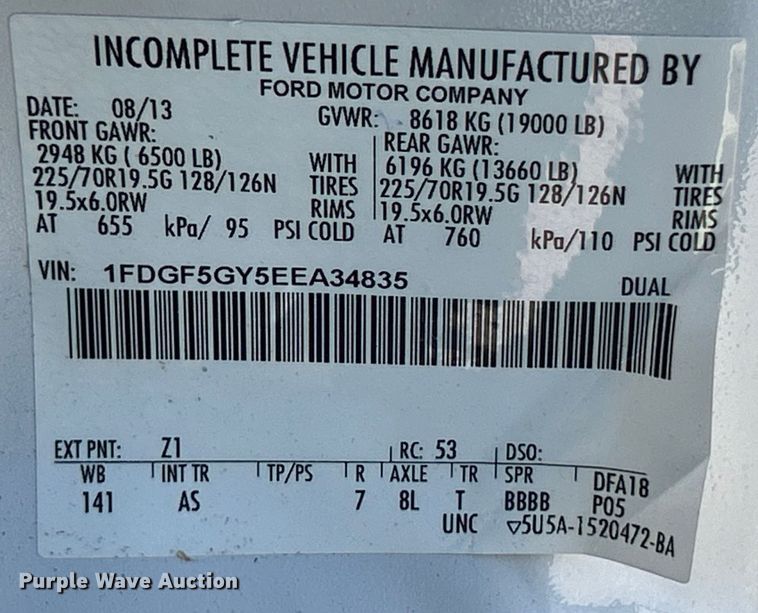 image for item EK4149 2014 Ford F550 Super Duty XL dump truck