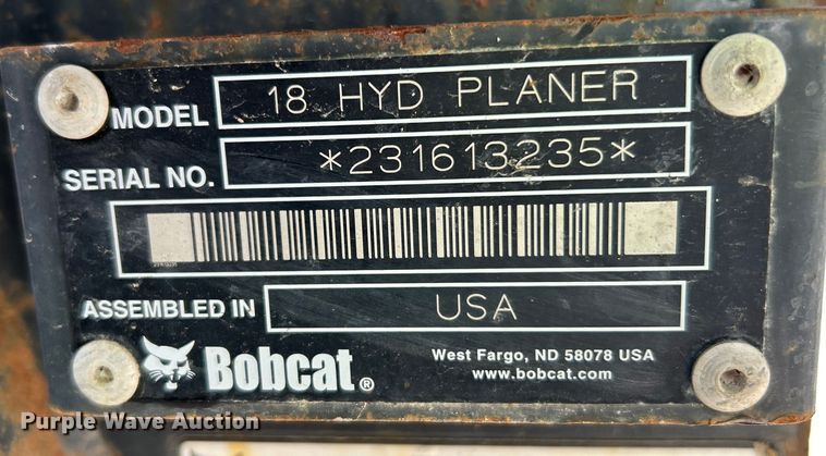 image for item EK4150 Bobcat 18 HYD Planer skid steer cold planer