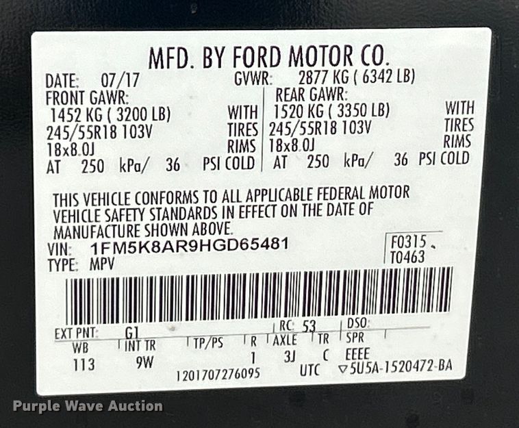 image for item EK4204 2017 Ford Explorer Police Interceptor SUV