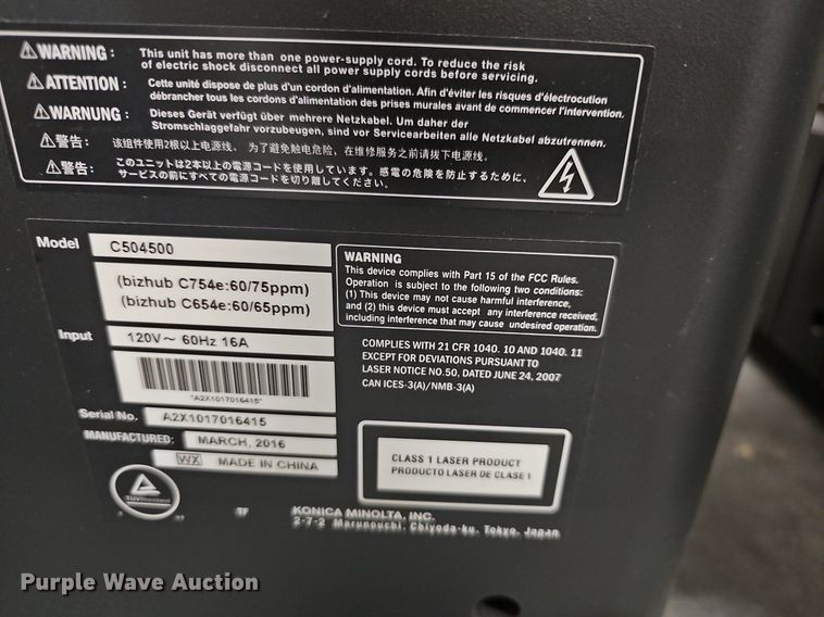 image for item EK5602 2016 Konica Minolta Bizhub C654e copier