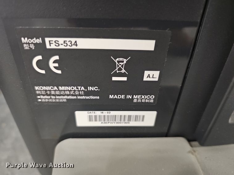 image for item EK5604 2016 Konica Minolta Bizhub C654e copier