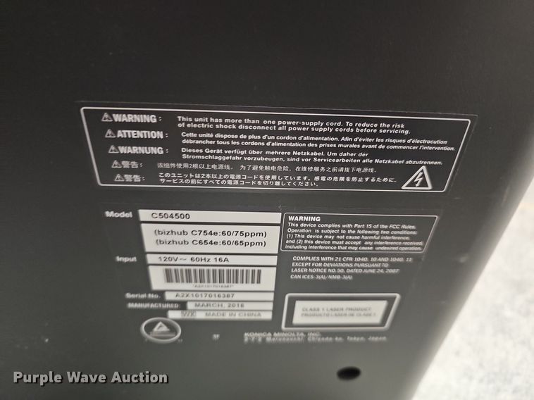 image for item EK5605 2016 Konica Minolta Bizhub C654e copier