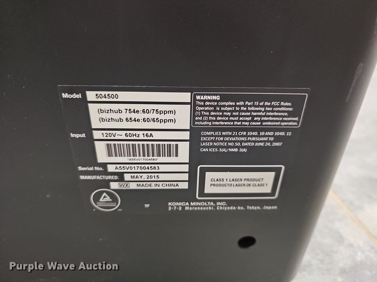 image for item EK5606 2015 Konica Minolta Bizhub 754e copier